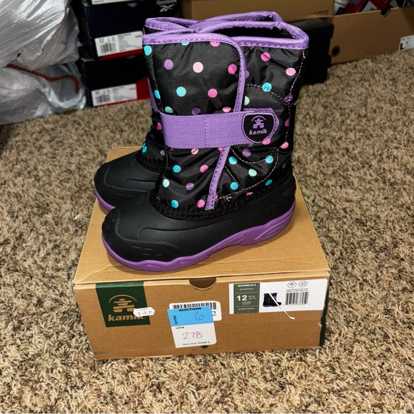 Kamik Other - Kamik Little Girl's Snowbug 6 Snow Polka Dots Black Purple Size 12 New